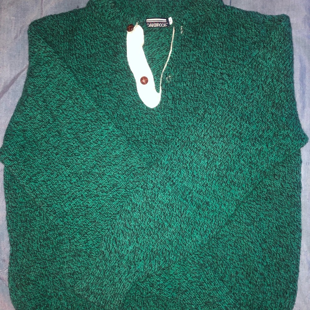 Vintage Teal V-Neck Sweater